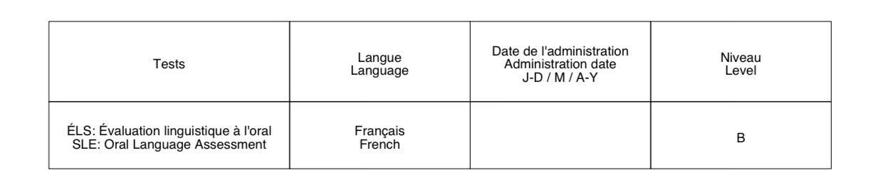 Oral Assessment Level B